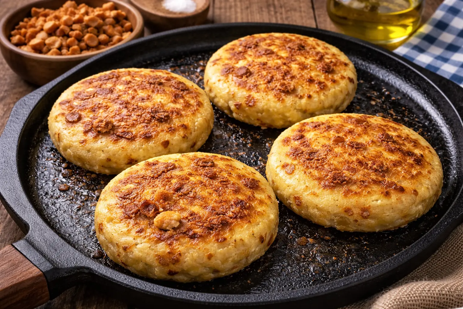 Arepa santandereana con chicharrón (tradicional y bien dorada)