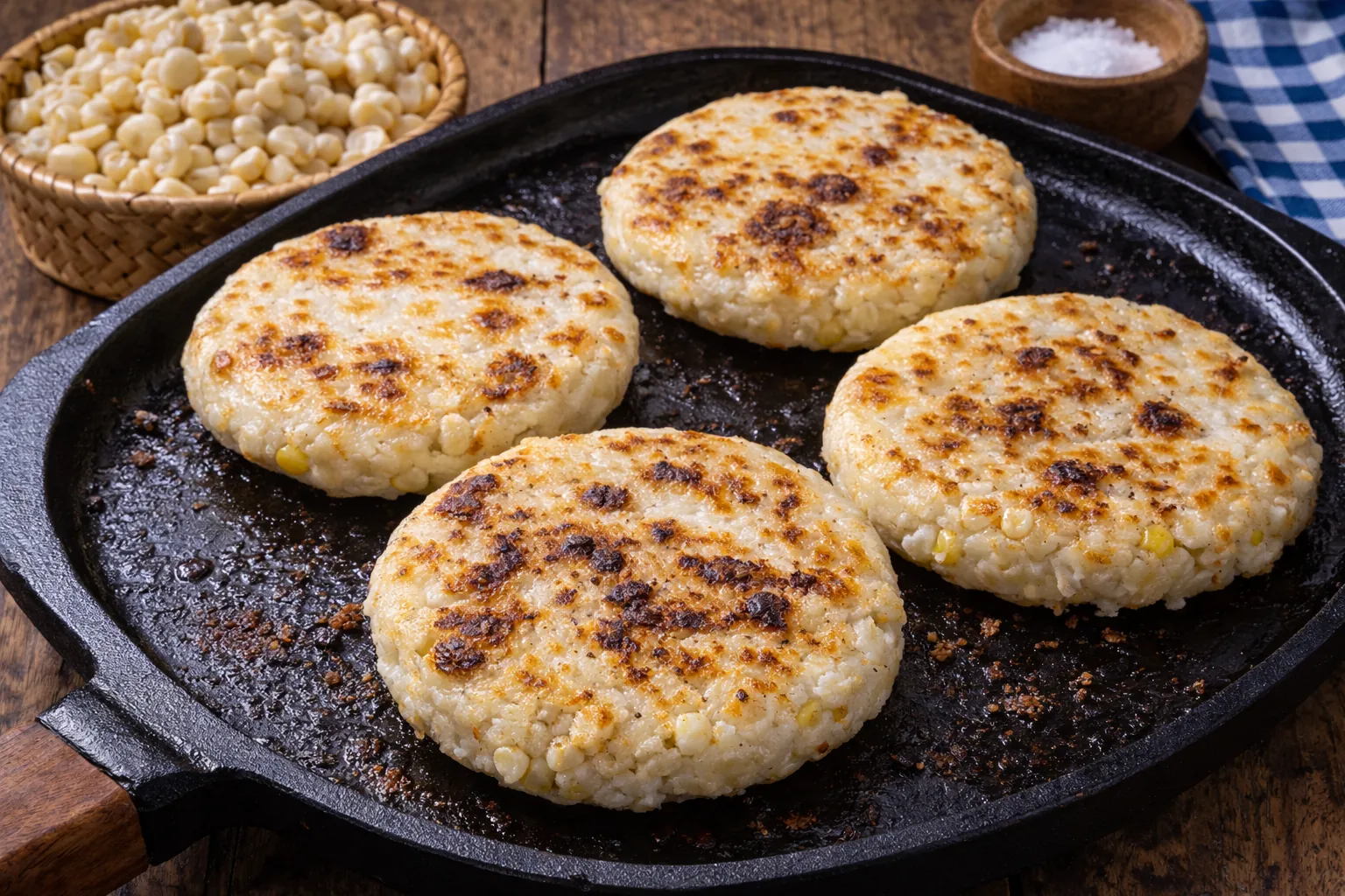 Arepas de maíz pelao colombianas tradicionales
