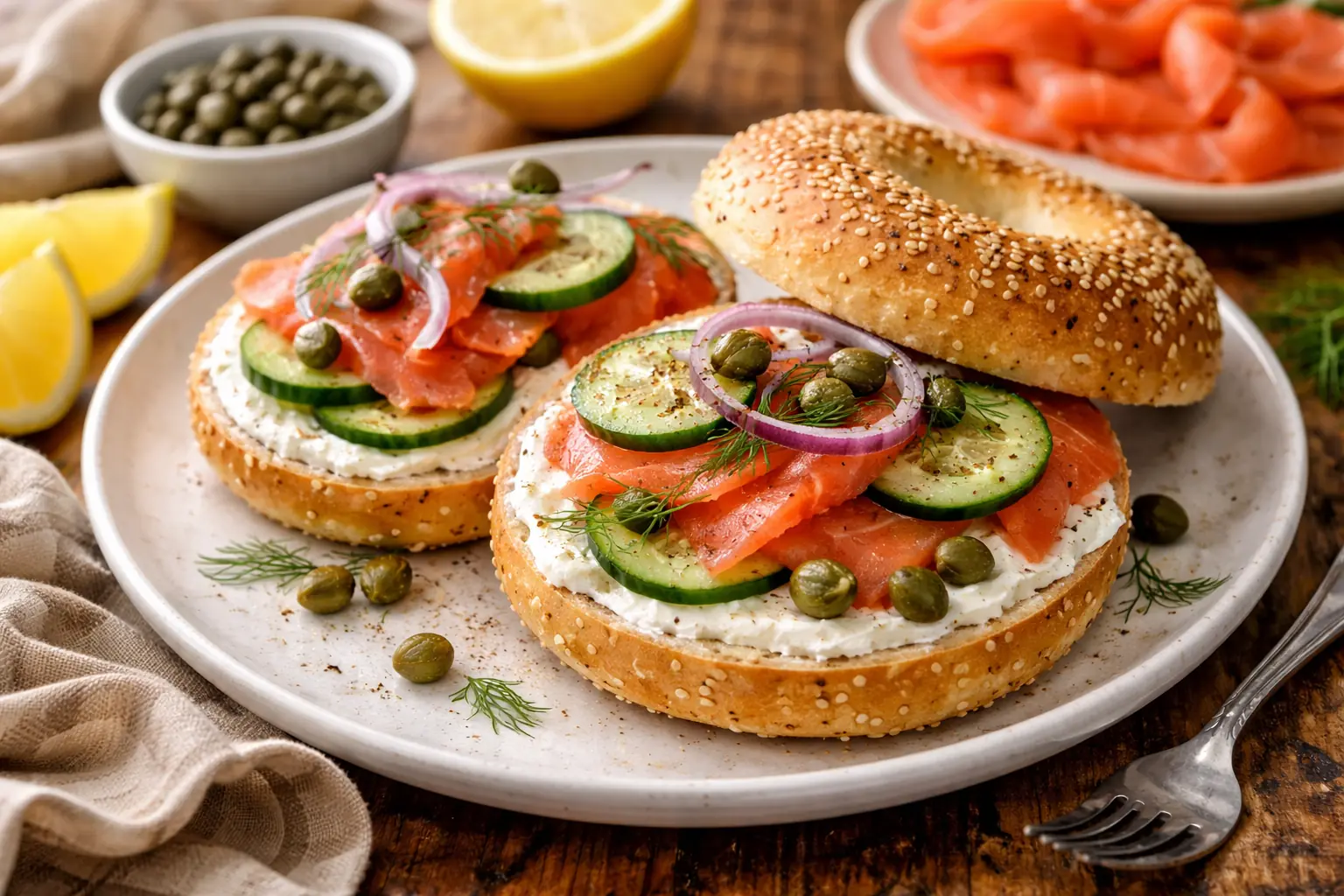 Bagel con salmón y queso crema estilo Nueva York (sin complicaciones)