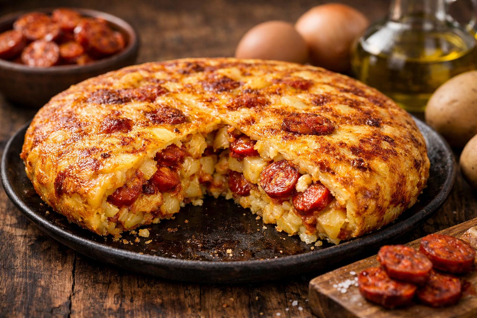 Receta de tortilla de patata con chorizo: ¡un clásico español para deleitar tu paladar!