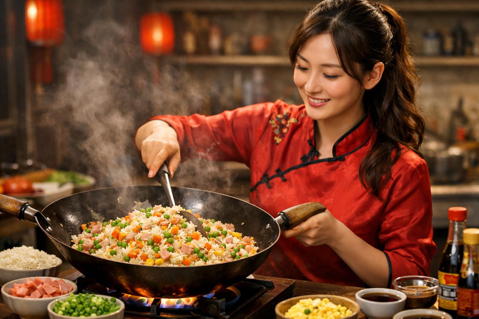 Arroz frito Yangzhou rendidor y económico
