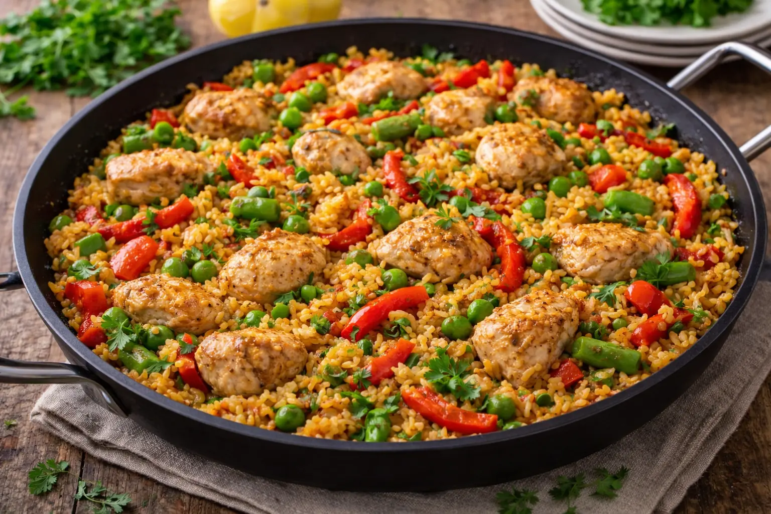 Paella fácil en sartén (versión económica con pollo)