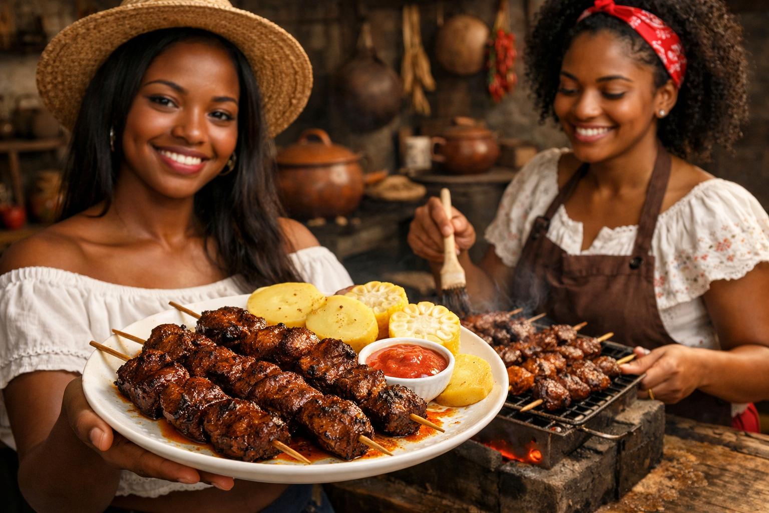 Anticuchos peruanos de corazón con aderezo perfecto
