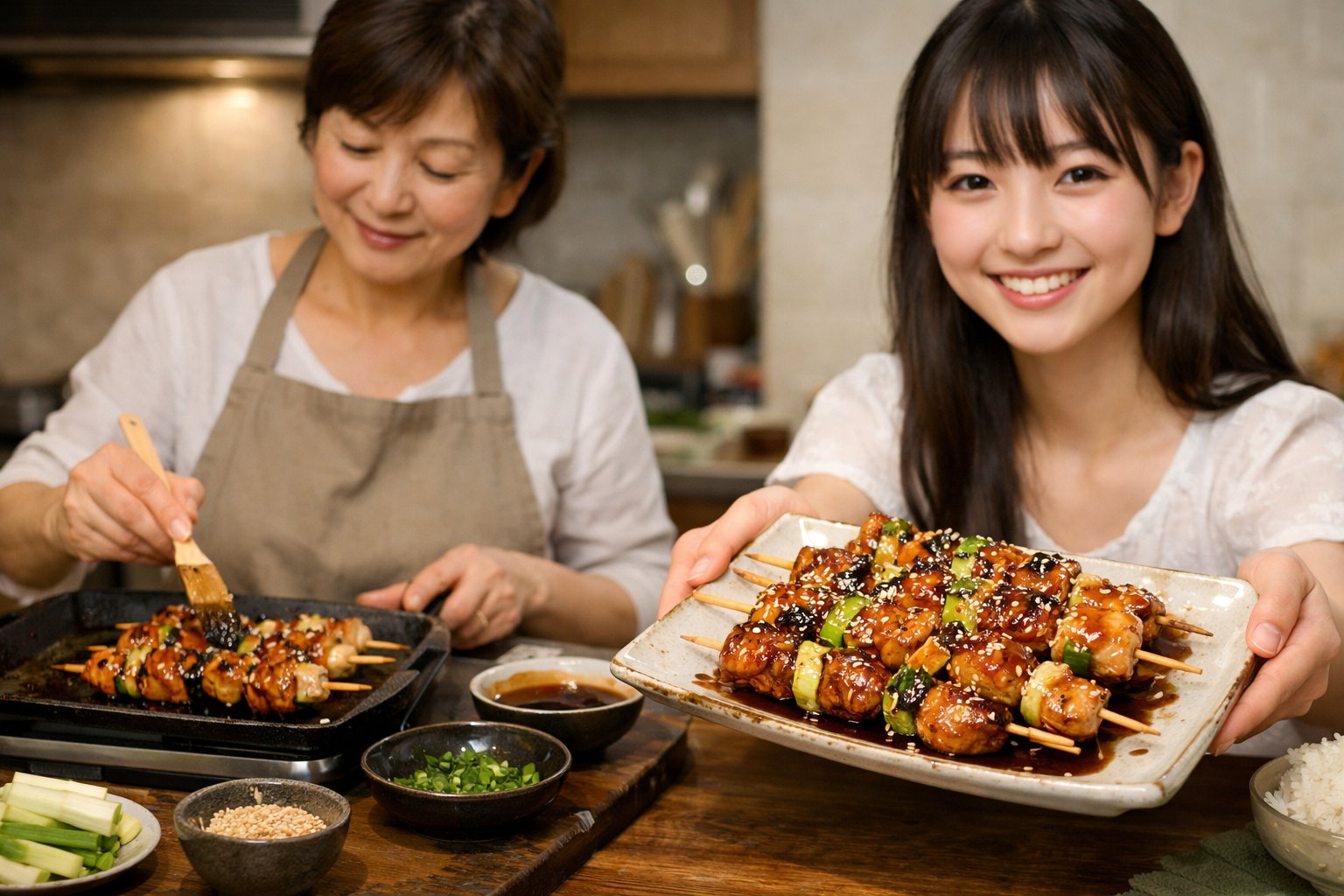 Yakitori de pollo a la plancha (brochetas sin parrilla)