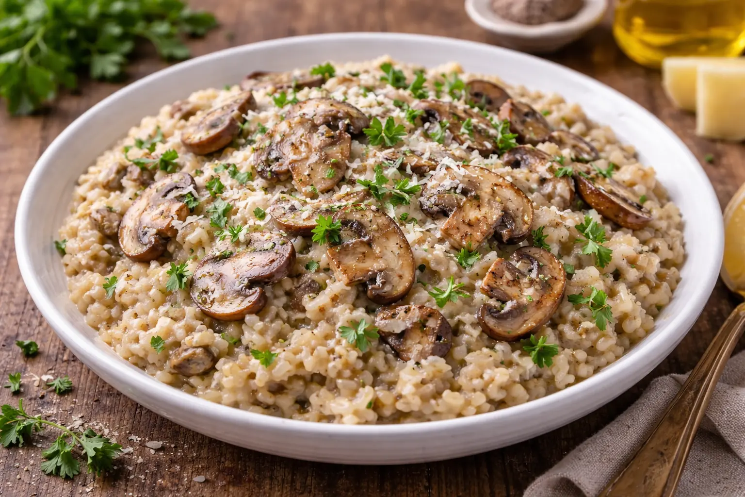 Risotto de champiñones fácil (cremoso sin nata)