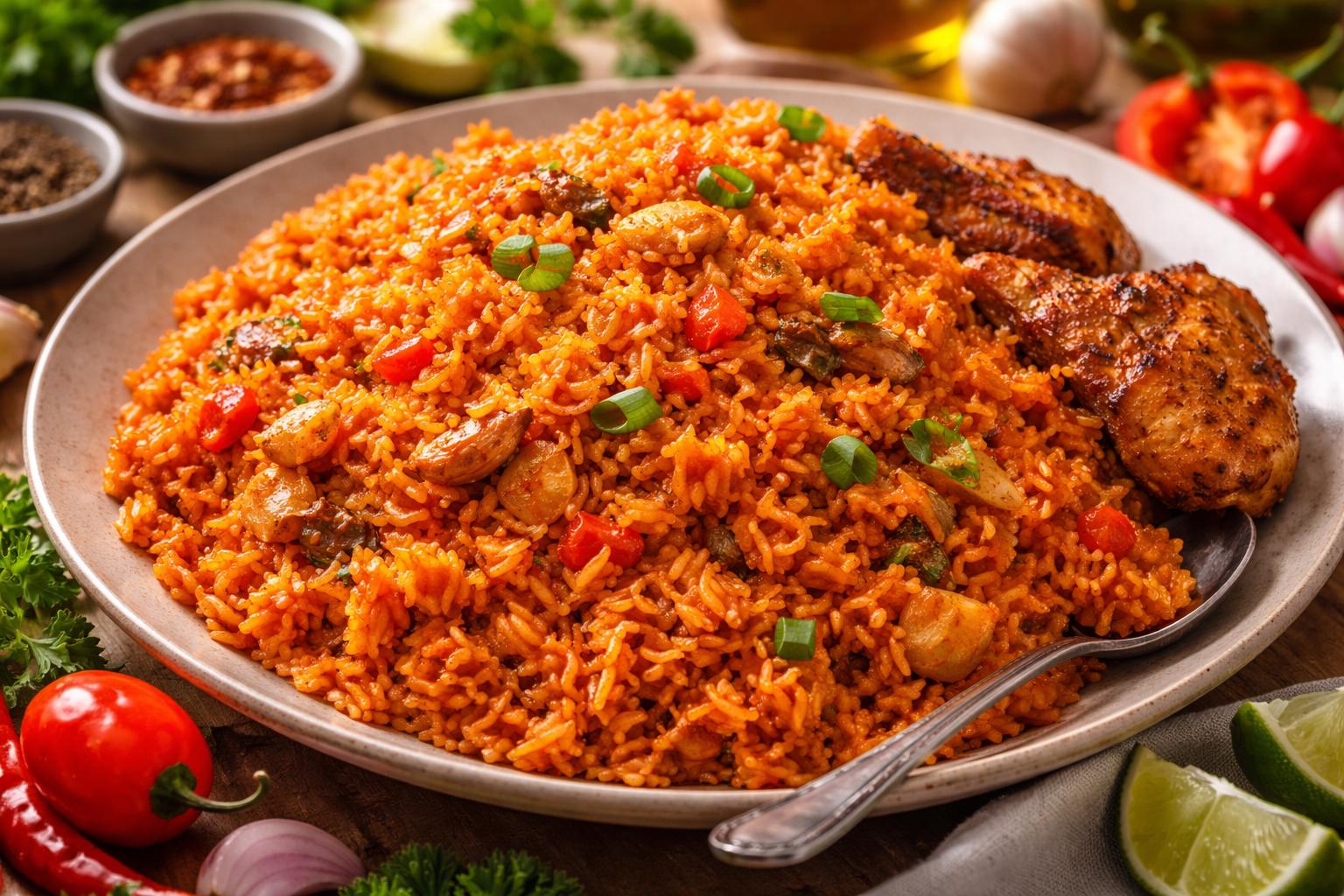 Jollof rice nigeriano picante (arroz rojo africano)