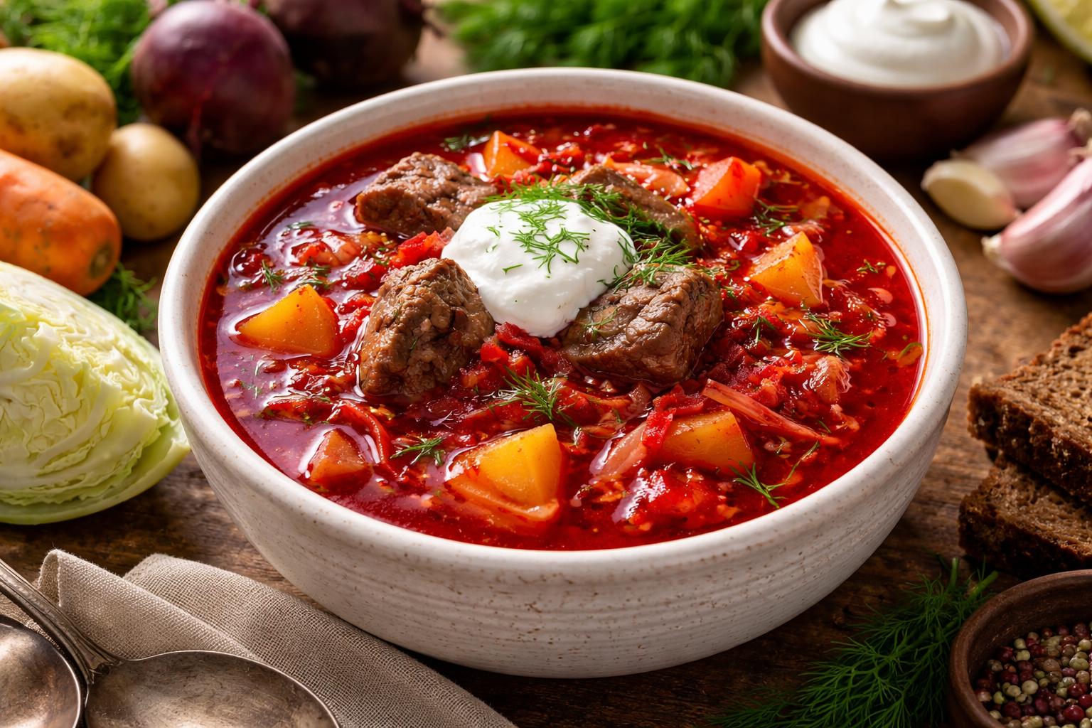 Borscht ucraniano tradicional