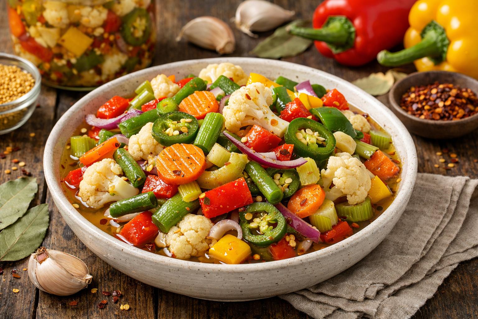 Giardiniera picante (encurtido italo-estadounidense)
