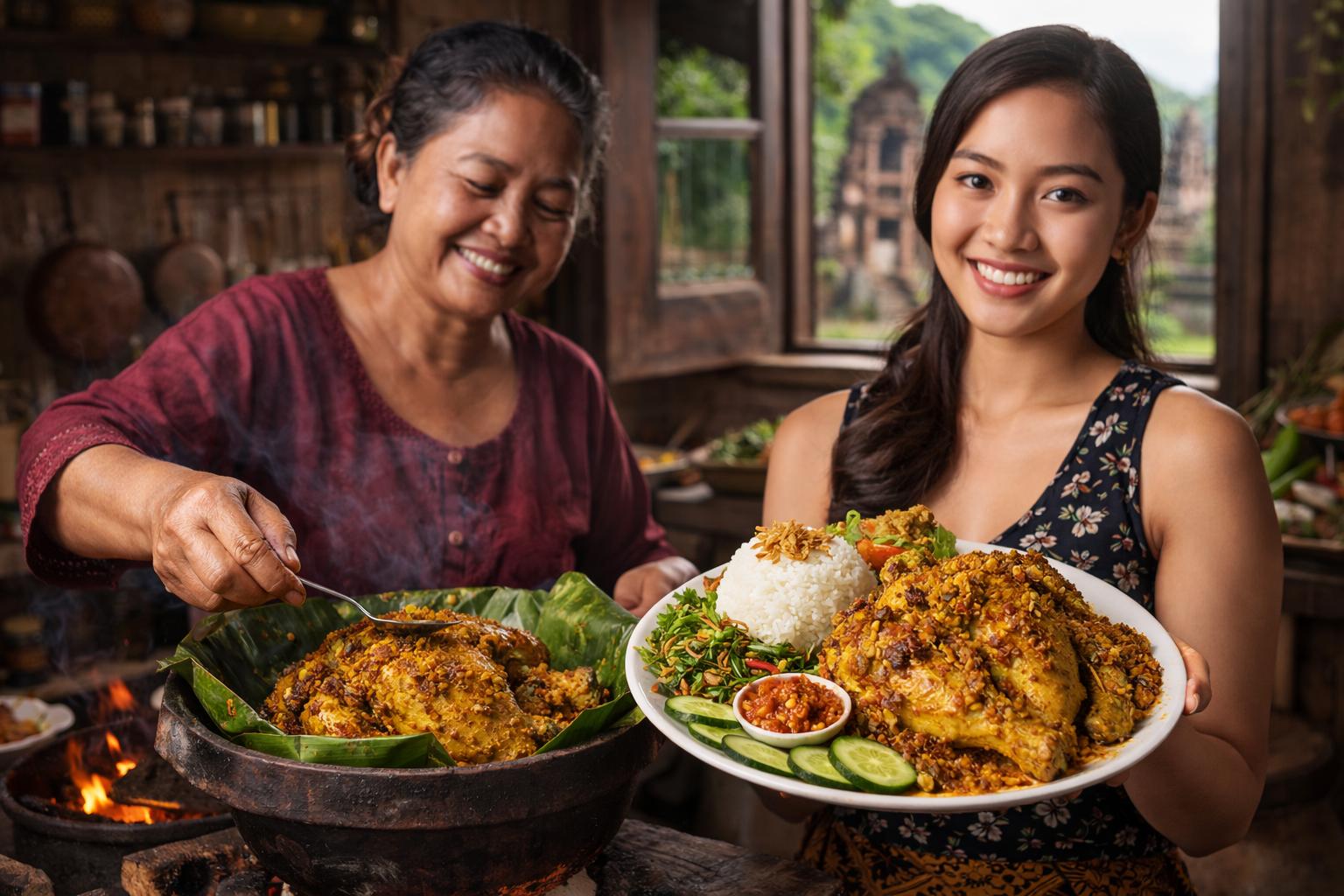 Ayam betutu balinés: pollo especiado cocido lentamente