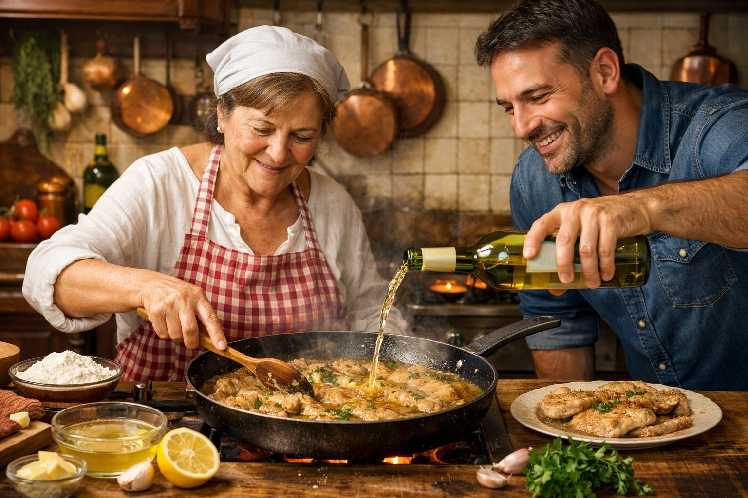 Scaloppine al vino blanco (escalopines)