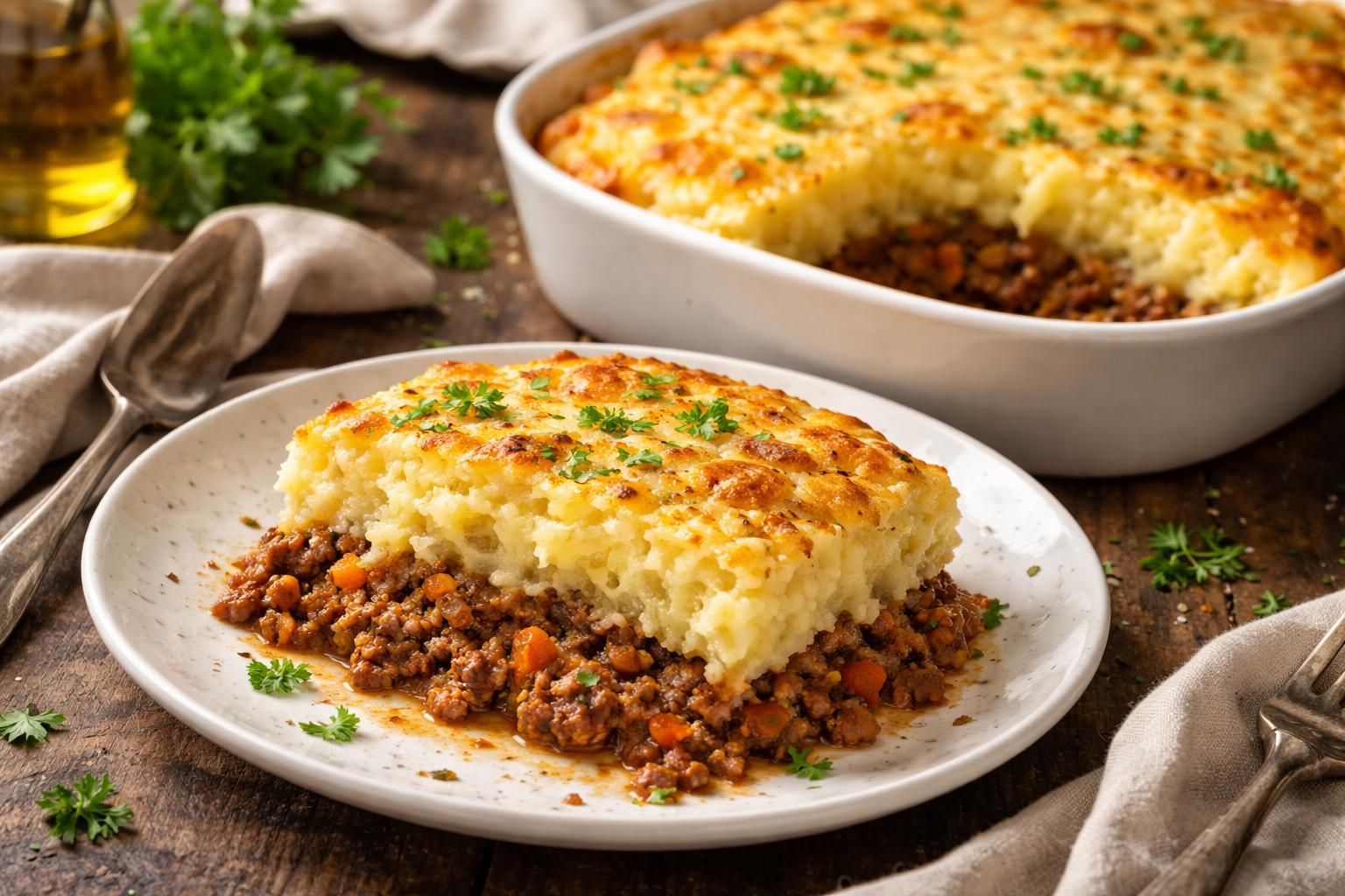 Hachis Parmentier francés (pastel de papa con carne) casero