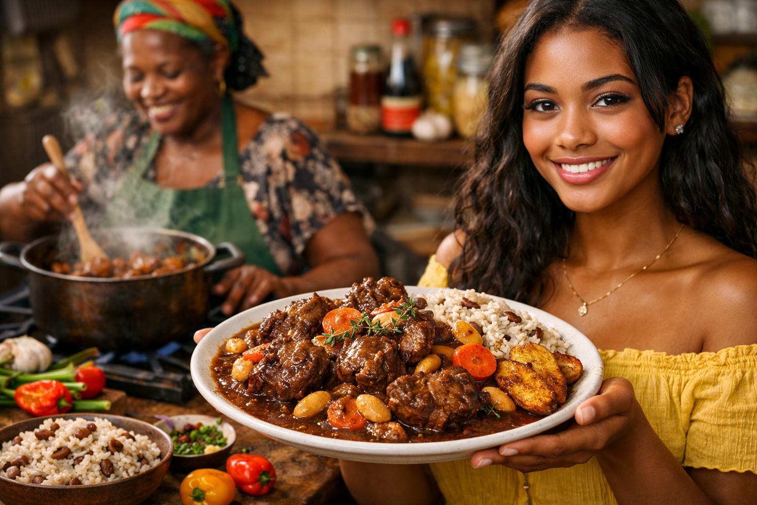 Oxtail jamaicano con butter beans