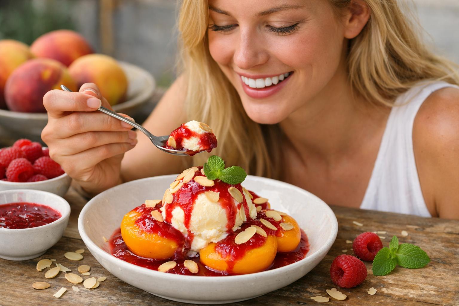 Peach Melba estilo australiano