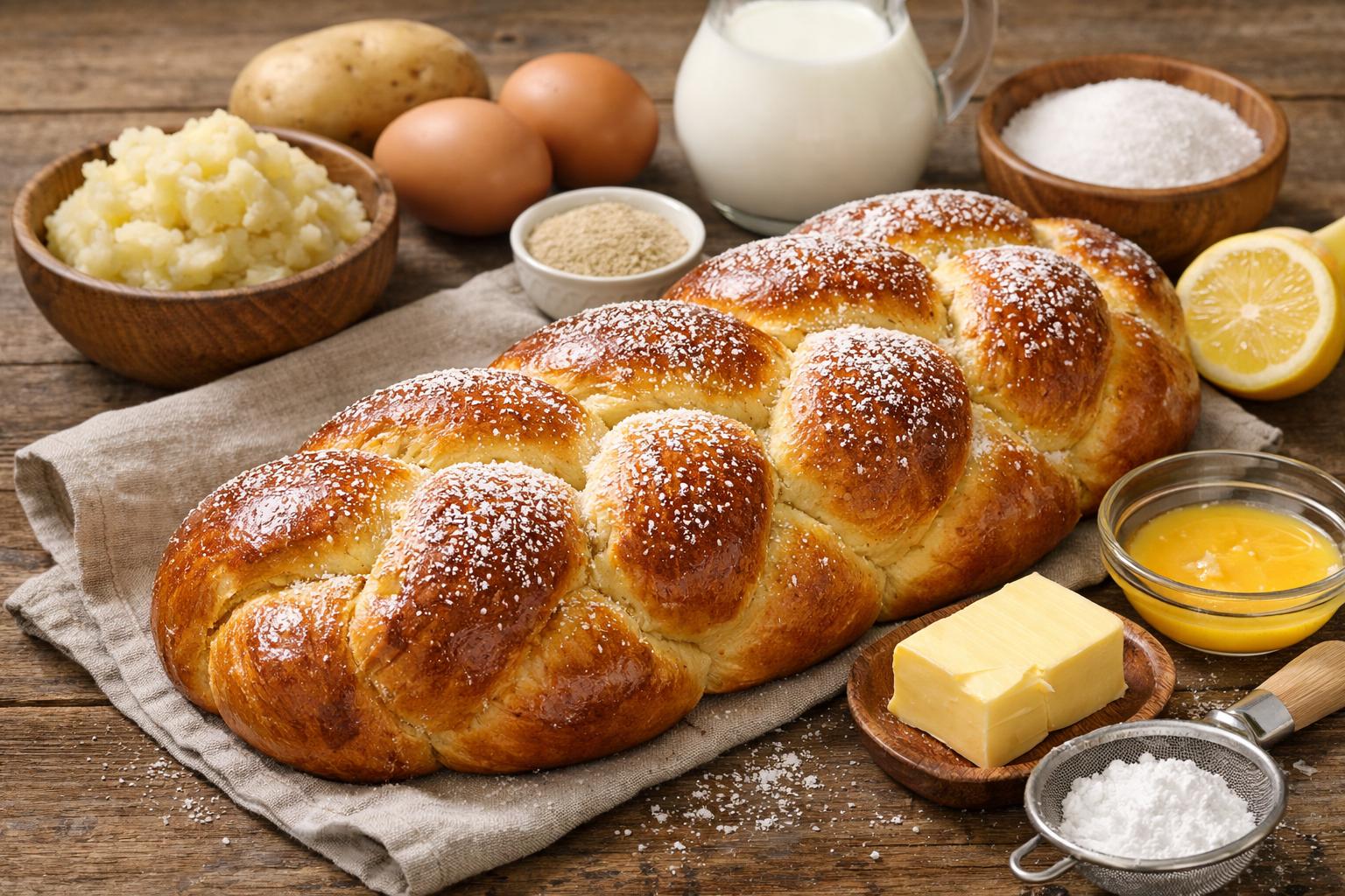 Treccia dolce molisana: brioche de Pascua con patata