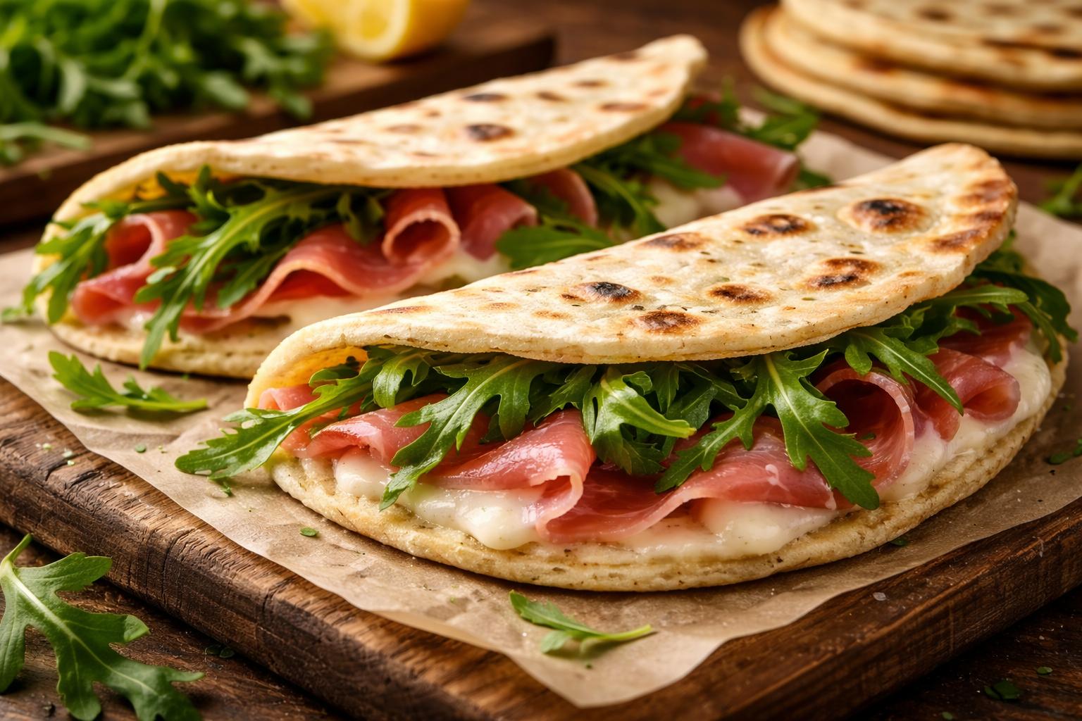 Piadina romagnola rellena fácil en casa