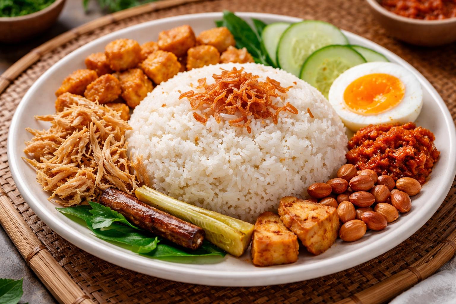Nasi uduk: arroz con coco y especias al estilo indonesio