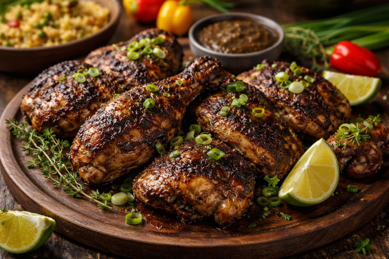 Jerk chicken jamaicano (marinado con scotch bonnet)
