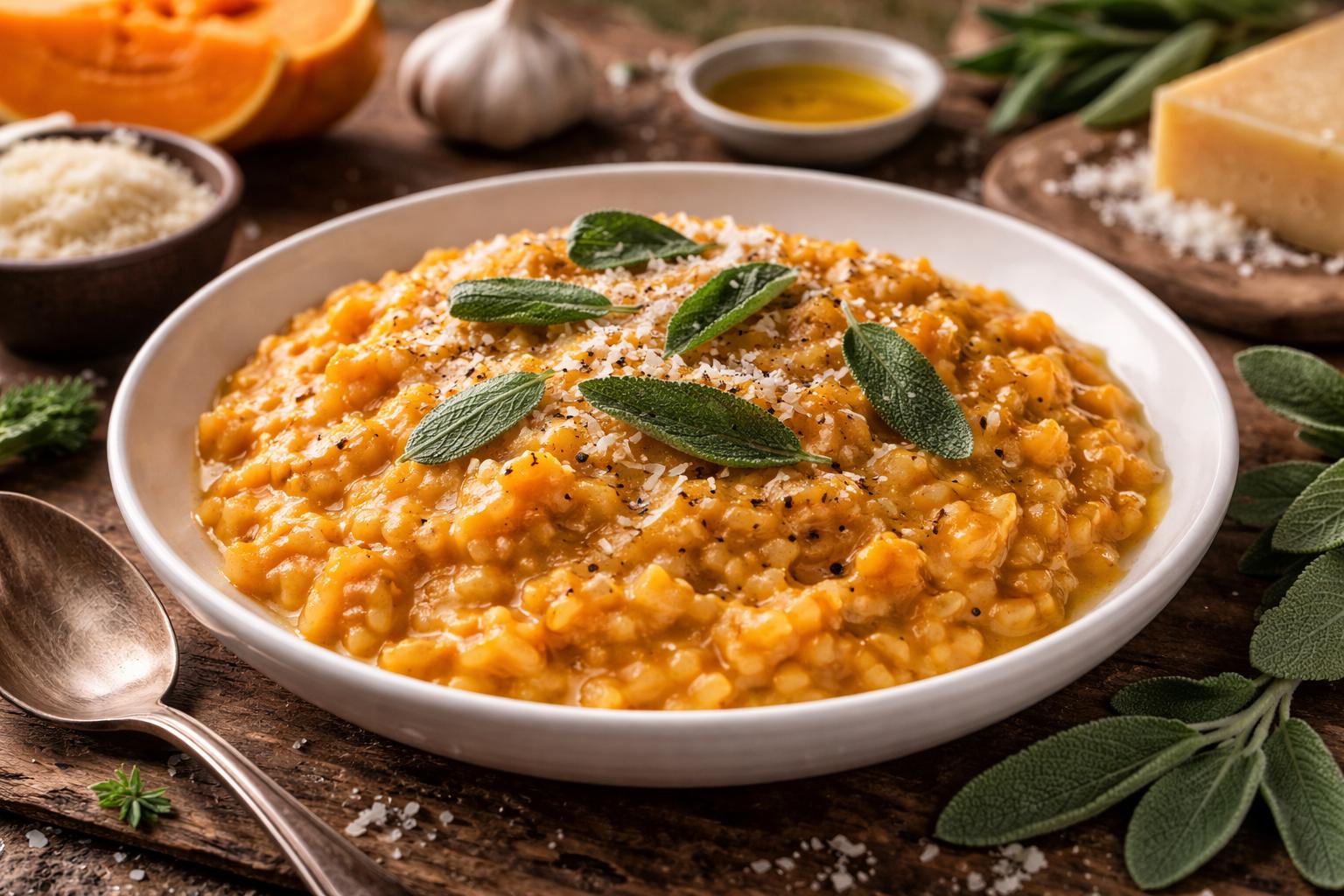 Risotto de calabaza italiano suave y cremoso