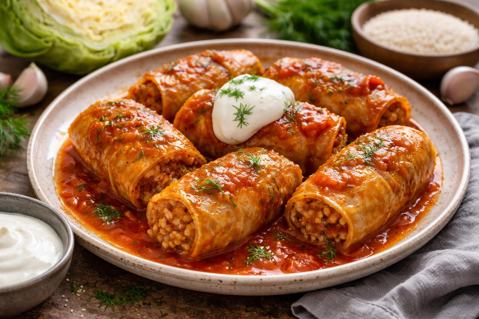 Holubtsi ucranianos rellenos de col