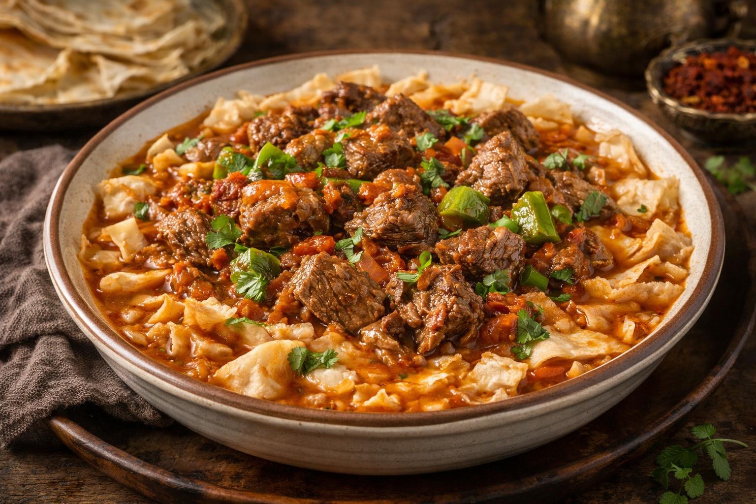 Ruqsh saudí con caldo y carne (Najran)