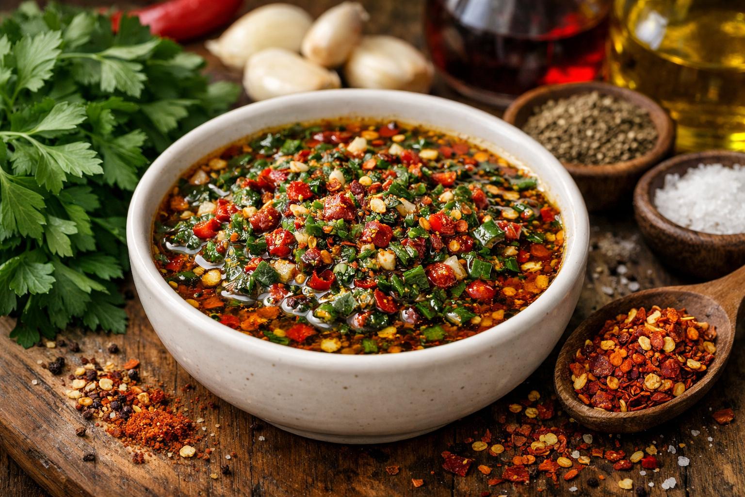 Chimichurri picante argentino (con ají molido)