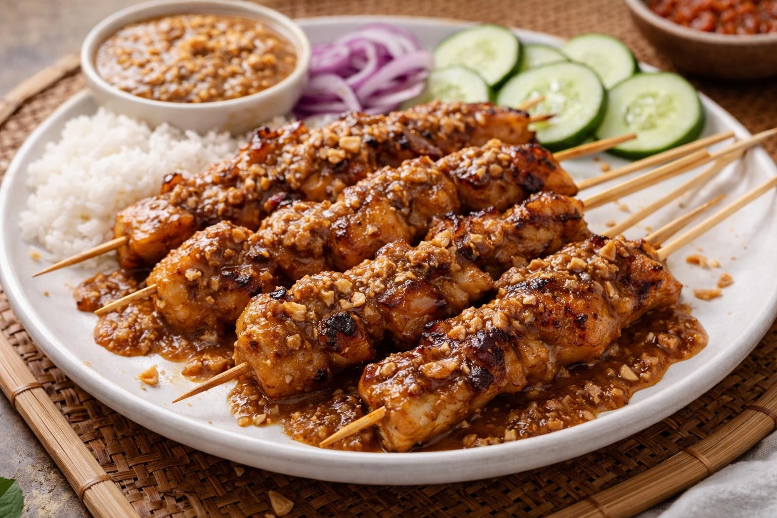 Sate Madura: brochetas indonesias con salsa de maní