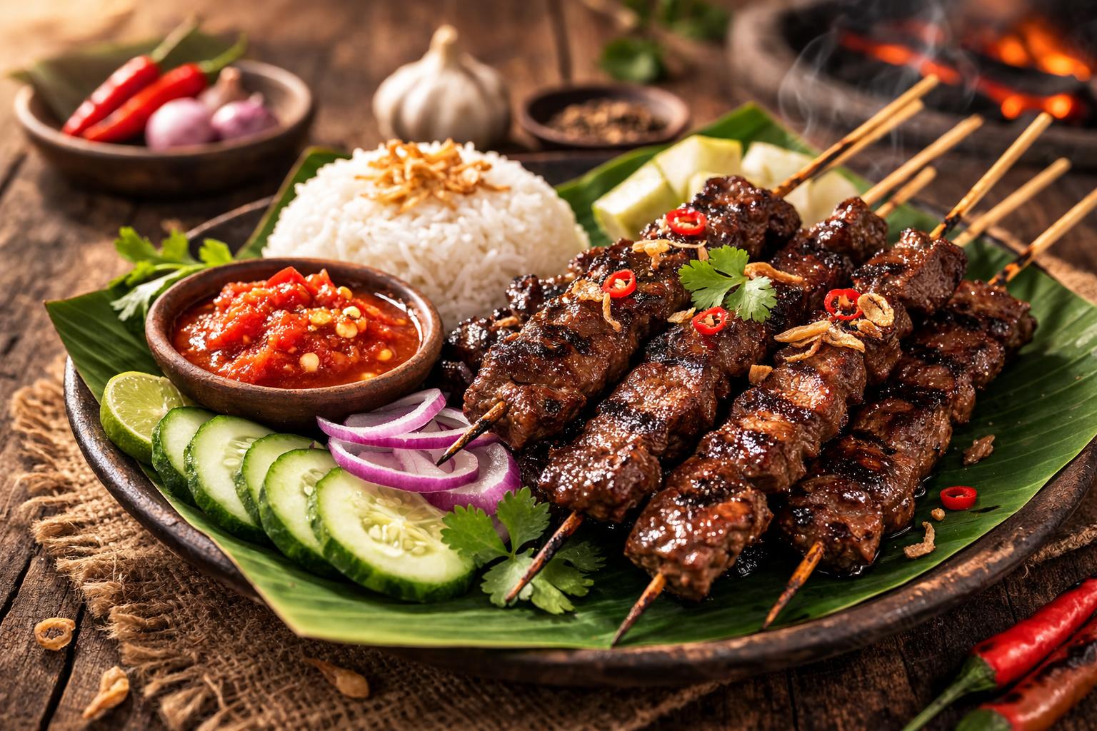 Sate Maranggi: brochetas marinadas al estilo de Java Occidental