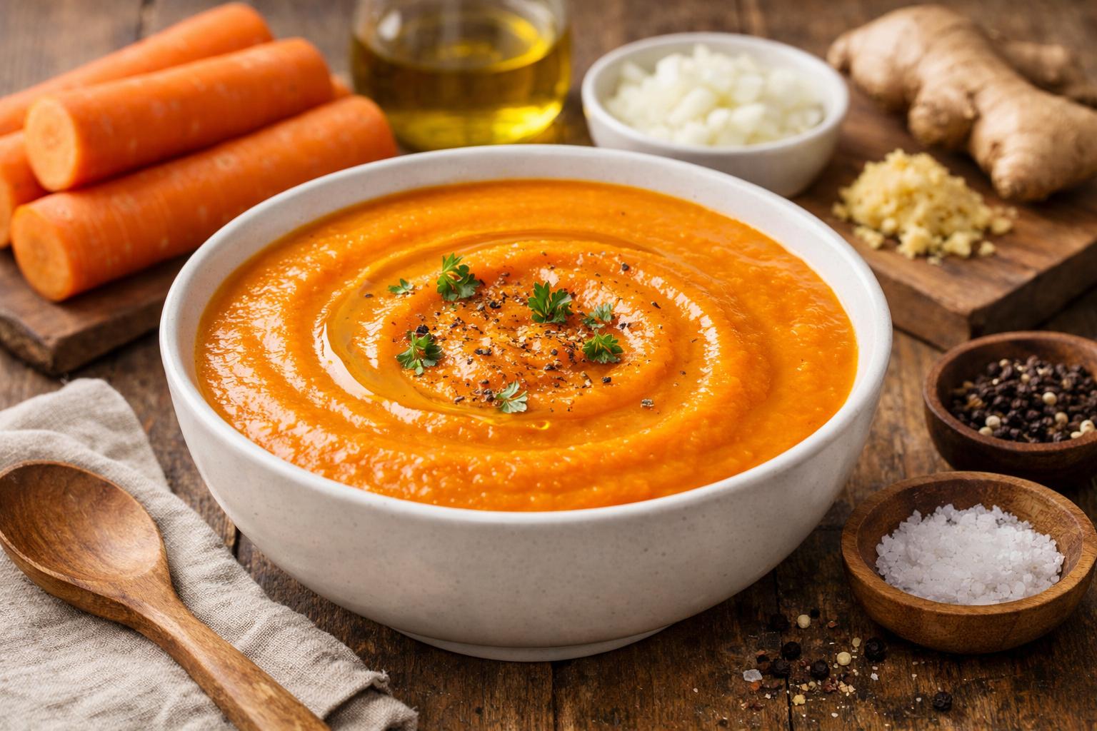 Crema de zanahoria y jengibre: Ideal para una digestión ligera y reconfortante