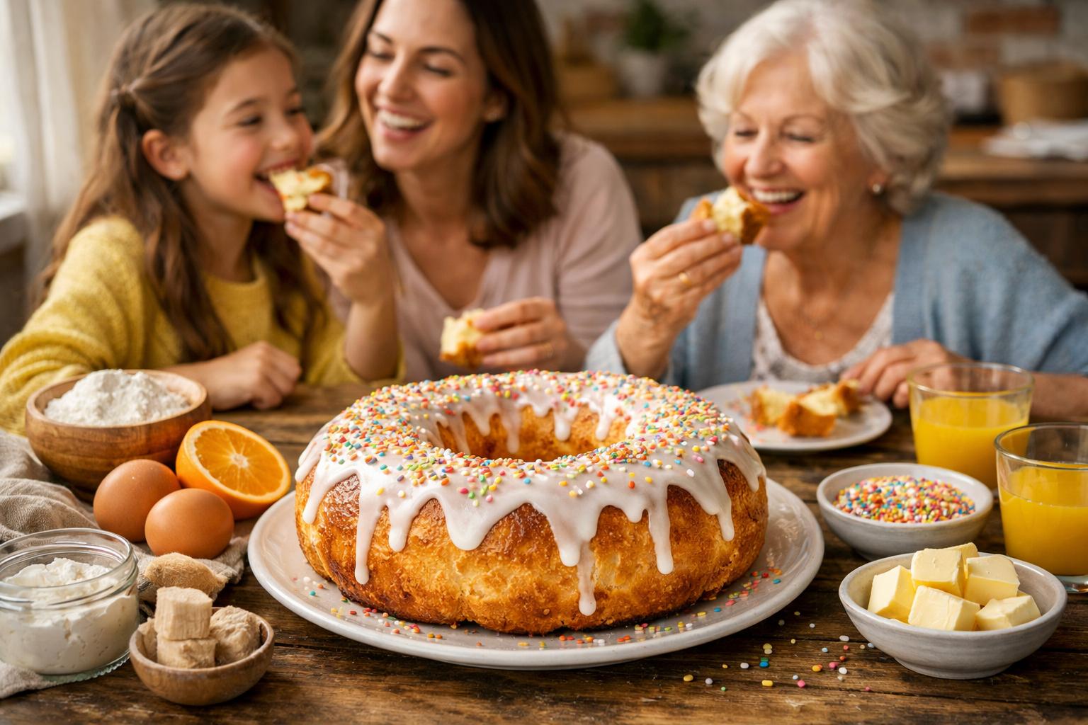 Tortano dolce de Gaeta: rosca glaseada de Pascua
