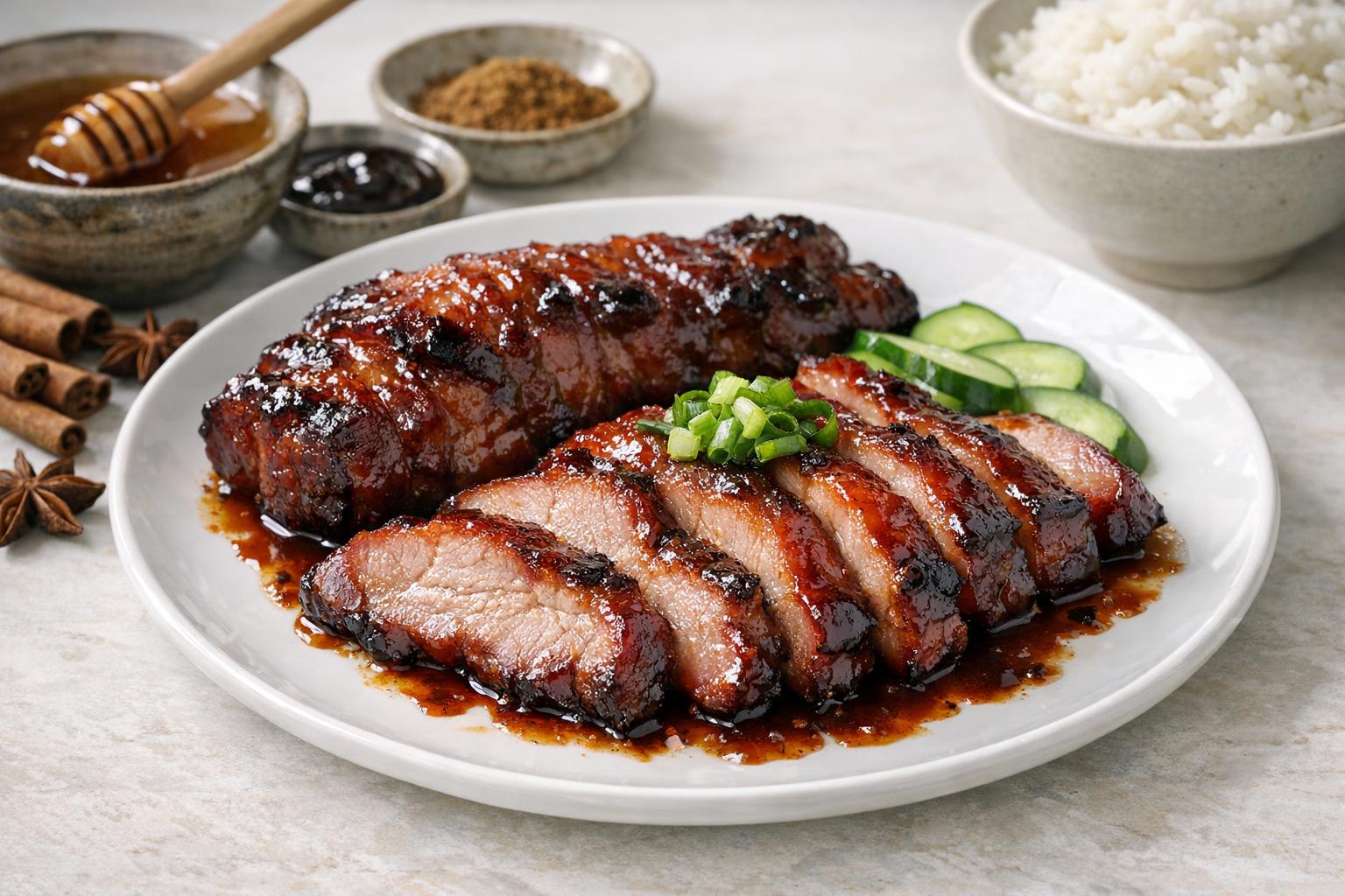Char siu (cerdo BBQ cantonés) al horno: jugoso y brillante