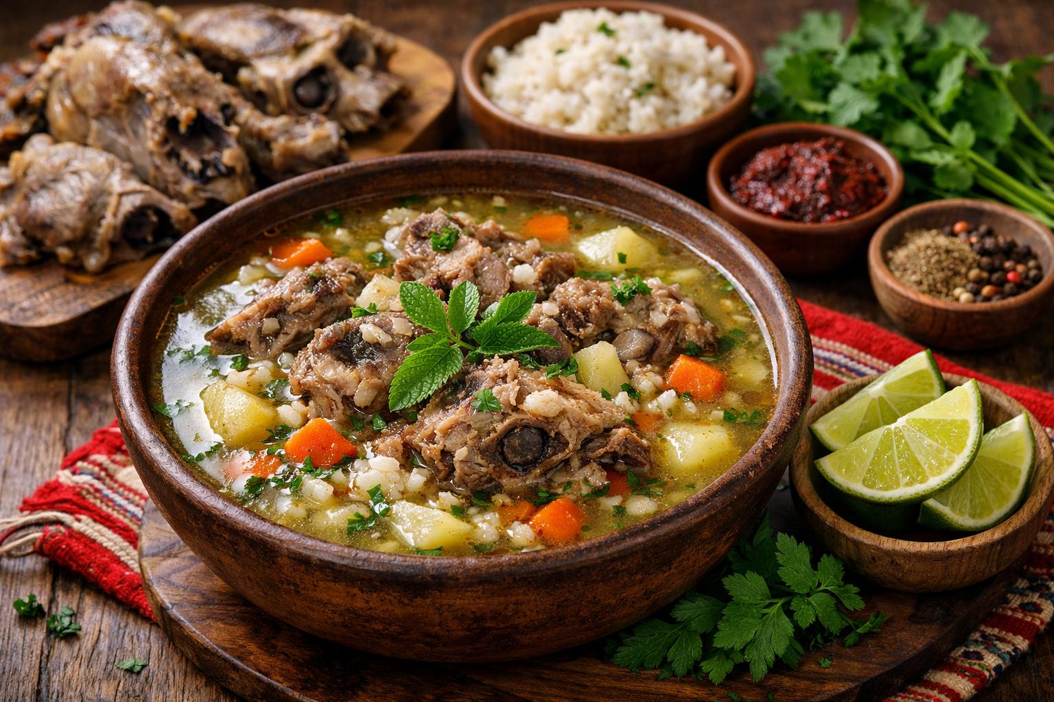 Caldo de cabeza (cabeza de cordero) estilo sierra
