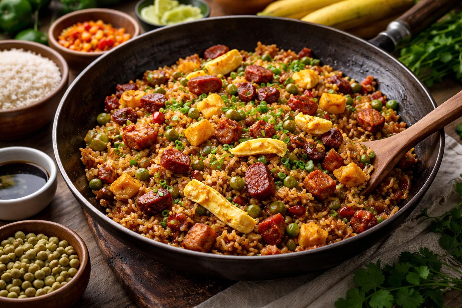 Chaufa amazónico de cecina (arroz salteado selvático)