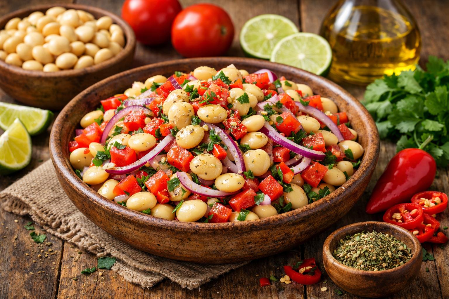 Ensalada de chochos con tomate y ají, estilo sierra
