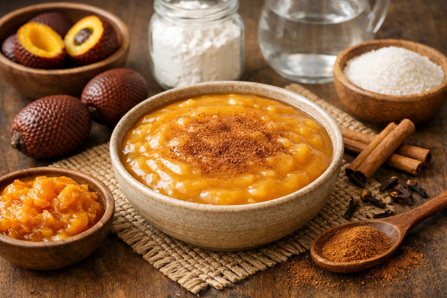 Mazamorra de aguaje (postre amazónico)