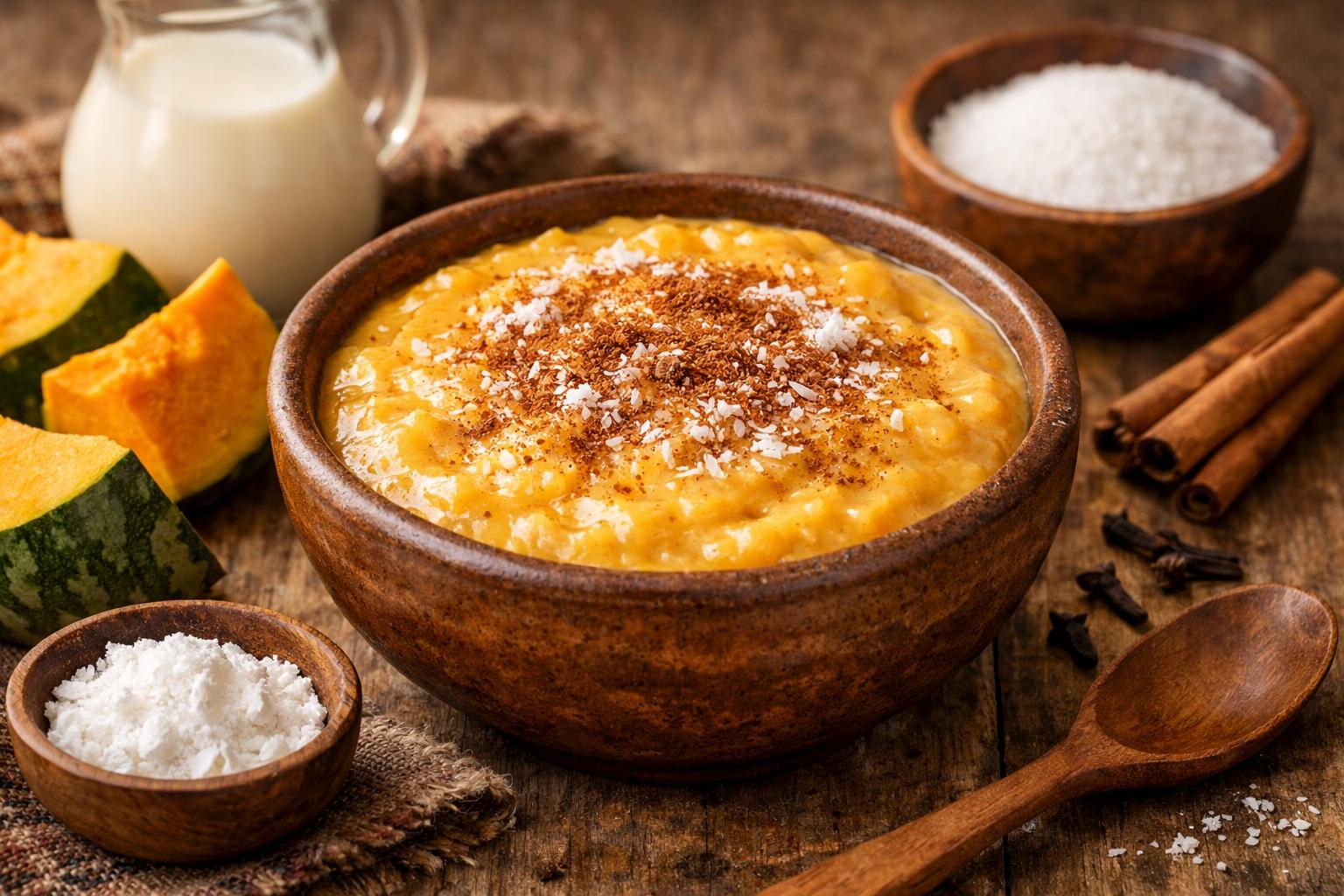 Mazamorra de calabaza andina, suave y aromática