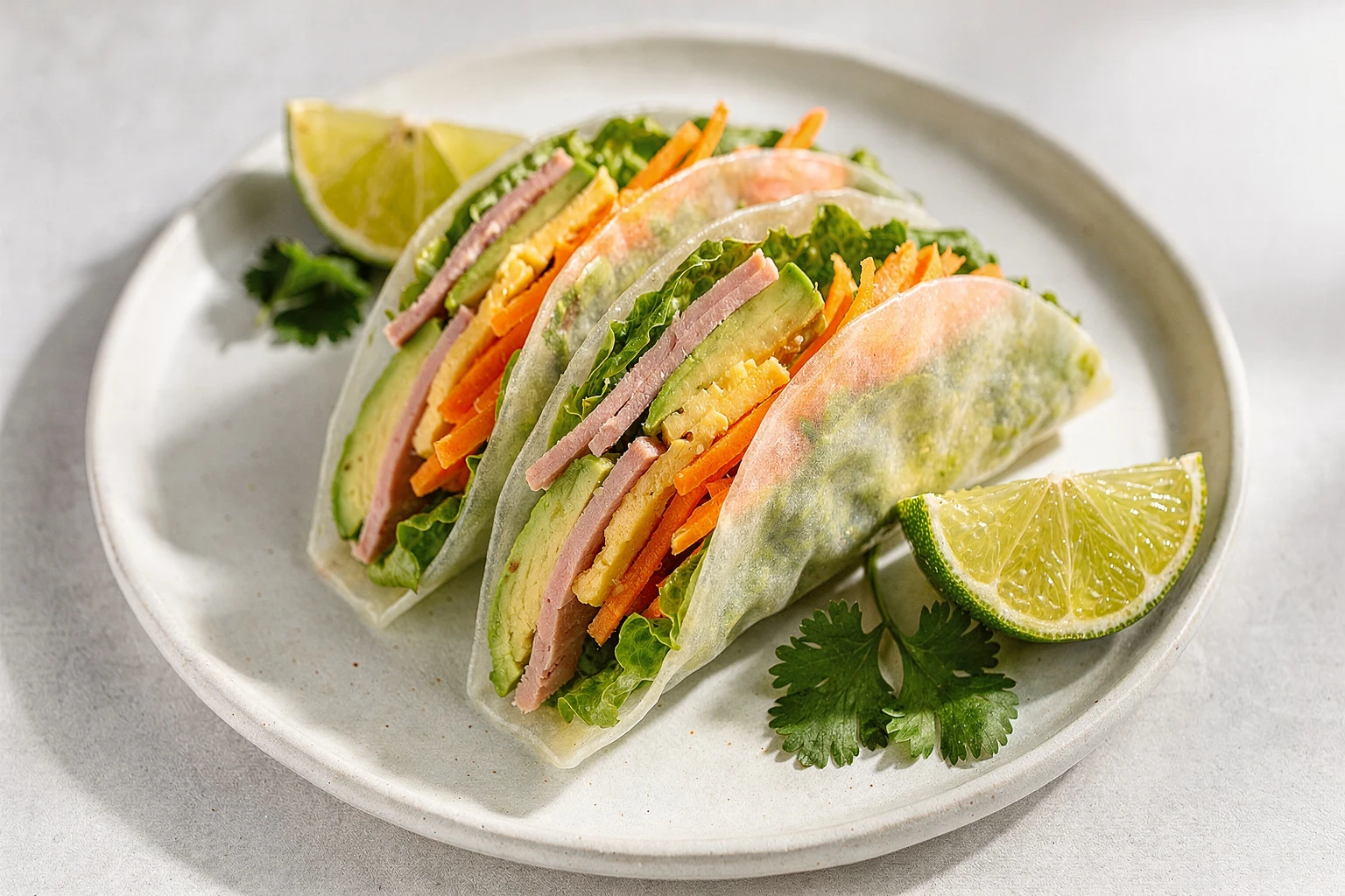 Tacos chinos de papel de arroz: fusión chino-mexicana sin freír estilo FoodTok