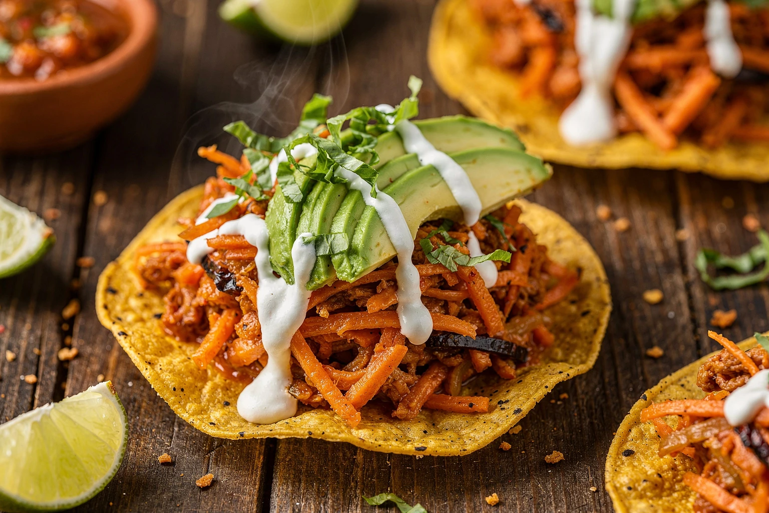 Tinga de zanahoria en tostadas: receta vegana de Cuaresma al estilo mexicano