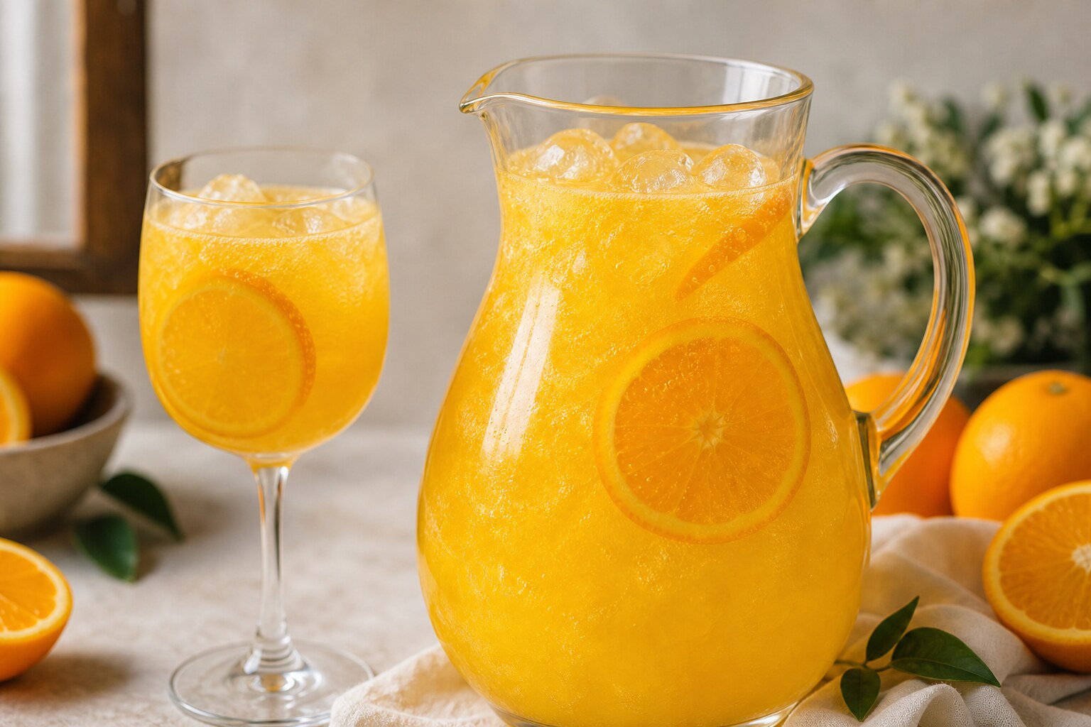 Agua de Valencia con naranja, cava y hielo