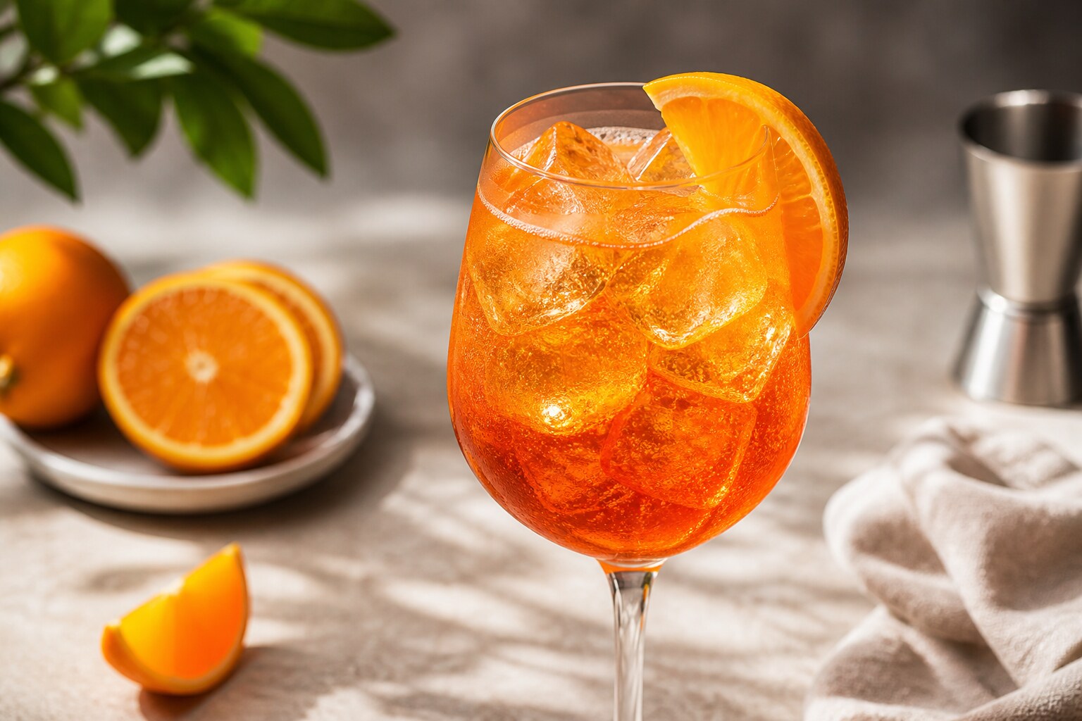 Aperol Spritz naranja con prosecco, soda y hielo