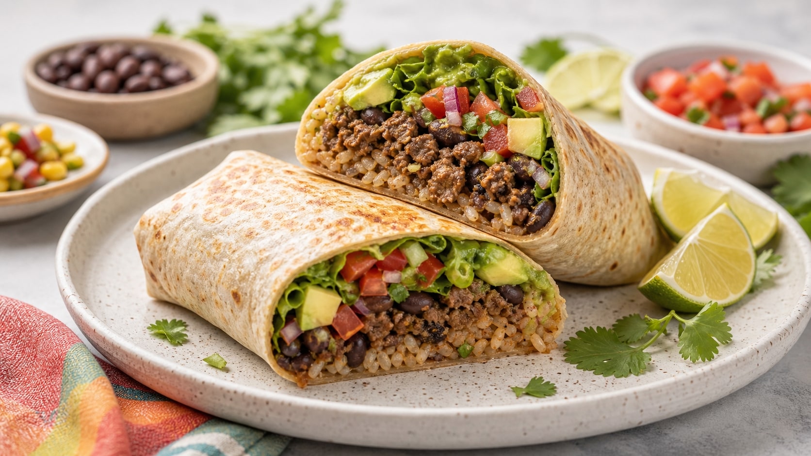 Plato de burritos más saludables de res listo para disfrutar