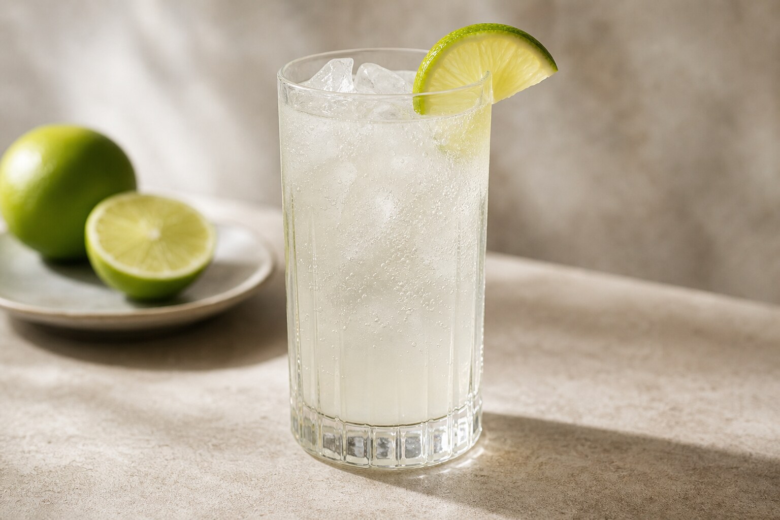 Chilcano de pisco con hielo, limón y ginger ale