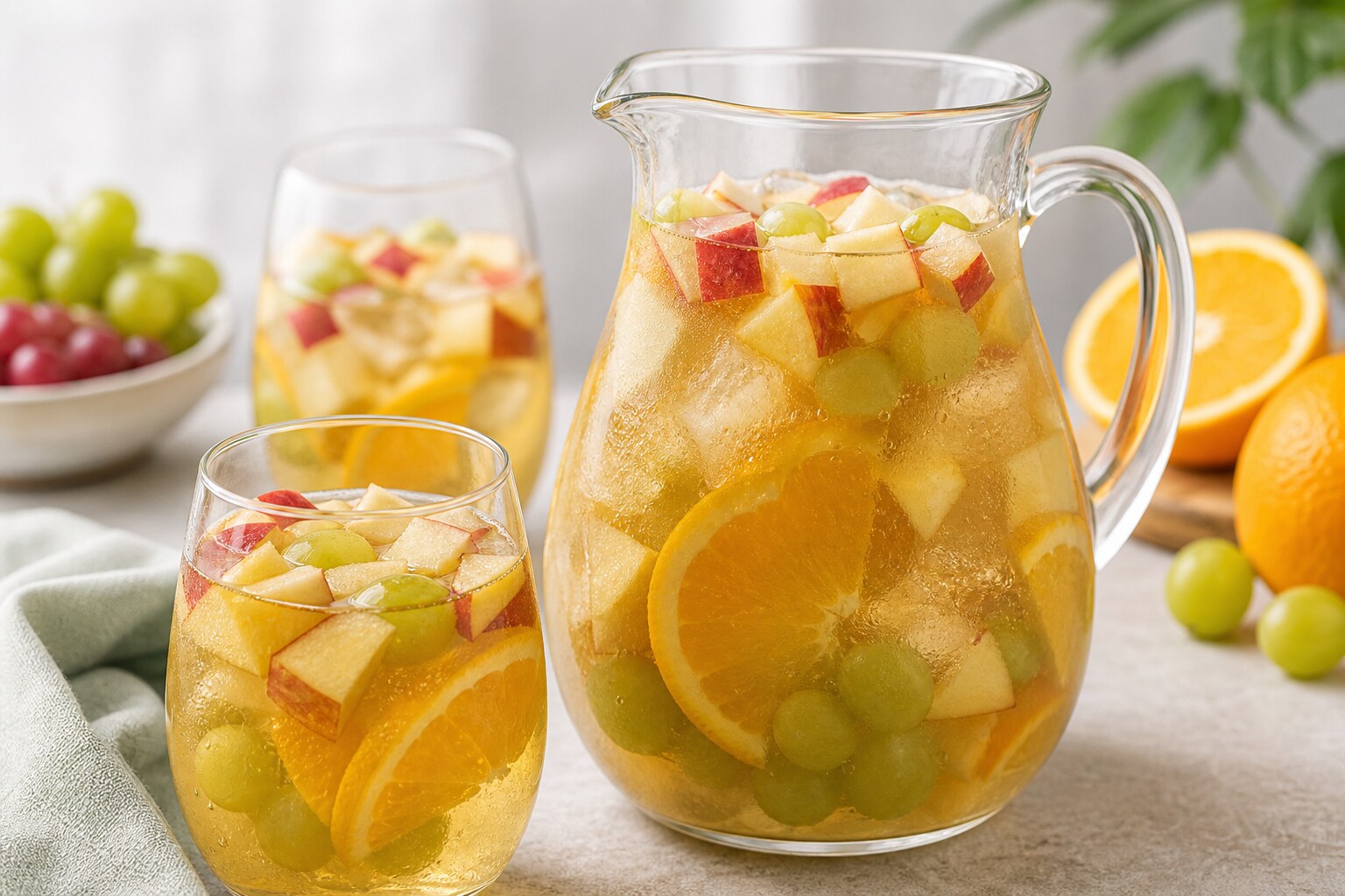 Clericó argentino con vino blanco y frutas frescas