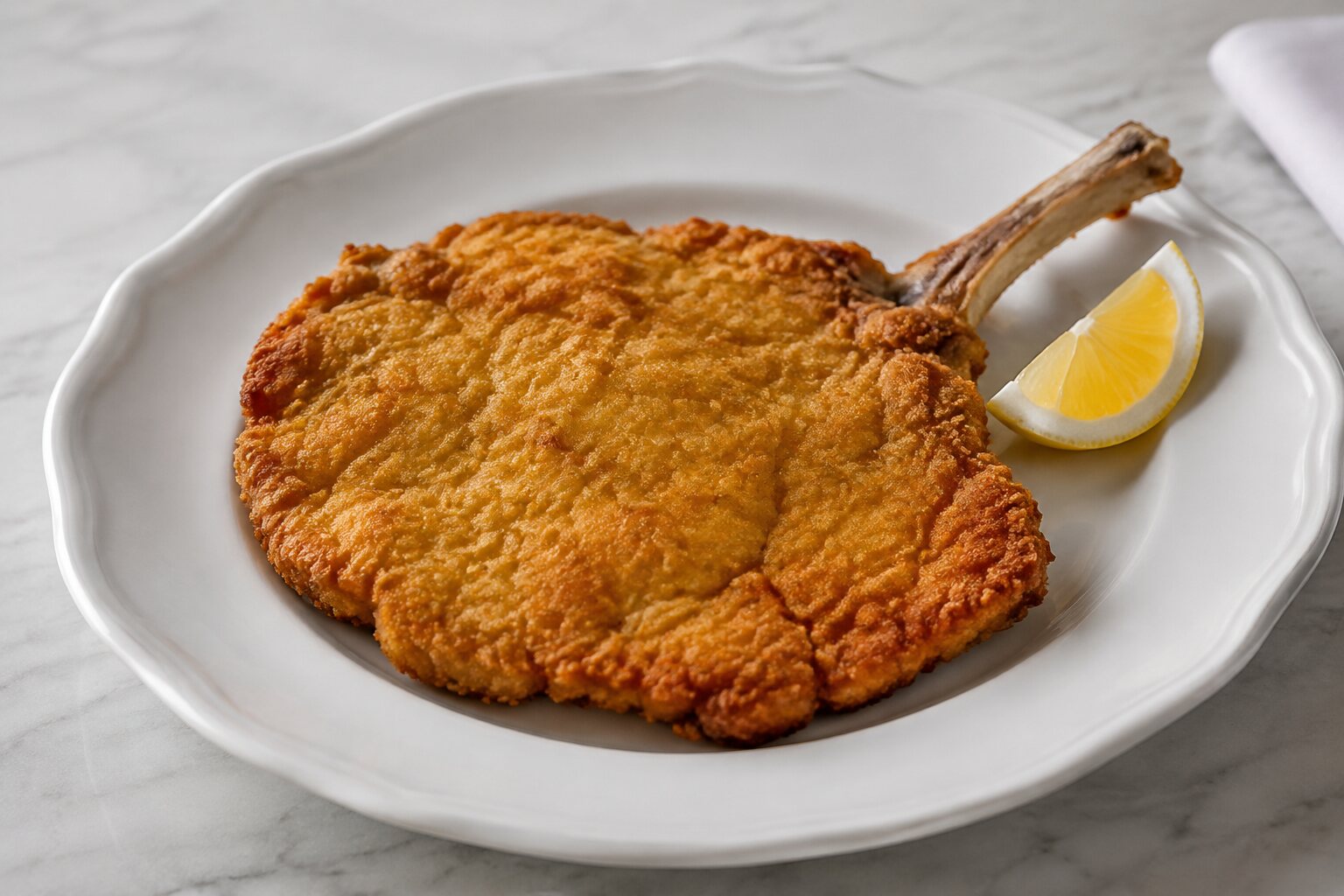 Cotoletta alla milanese de ternera empanizada con hueso