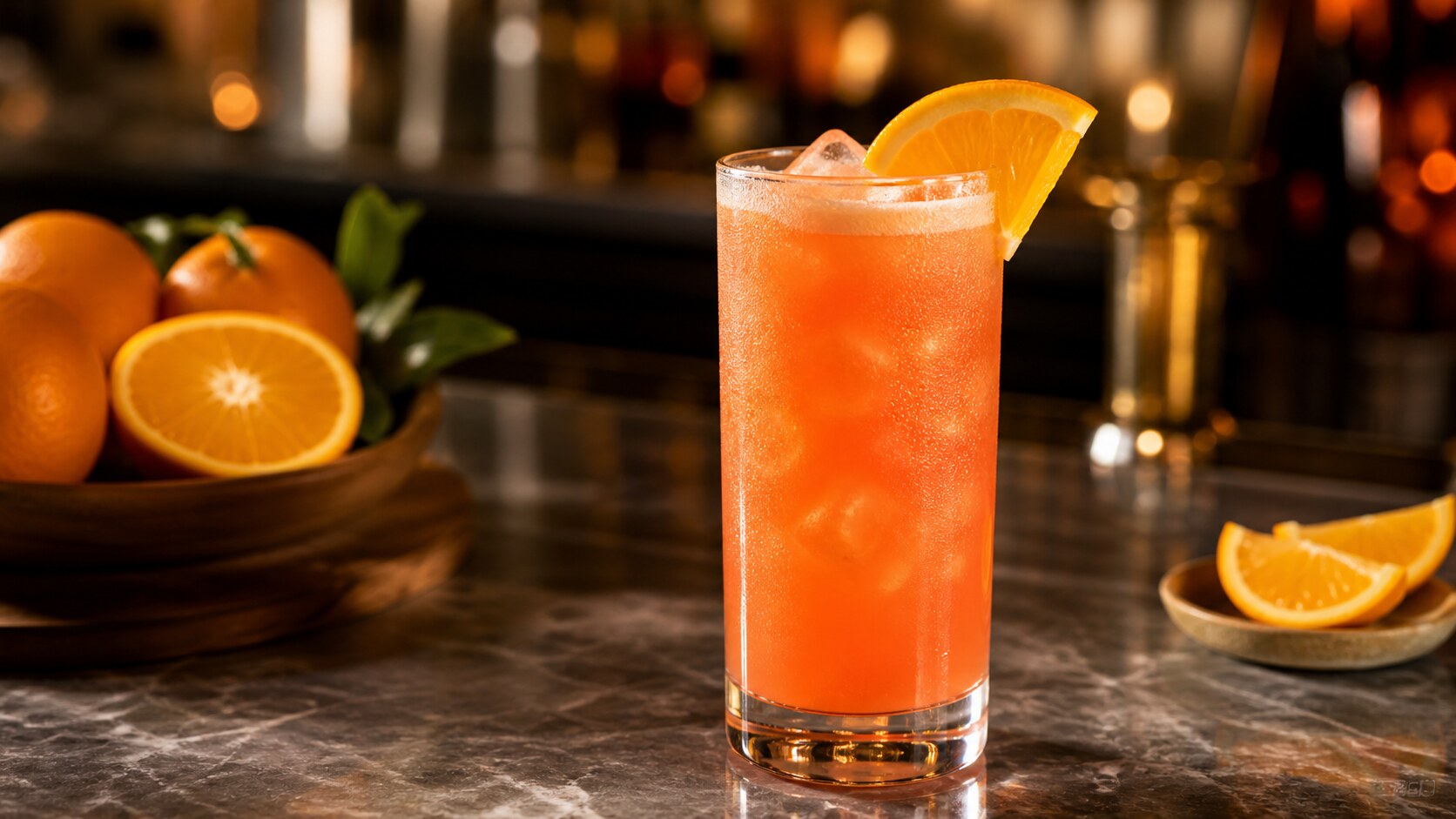 Cóctel Garibaldi naranja con Campari y cítricos