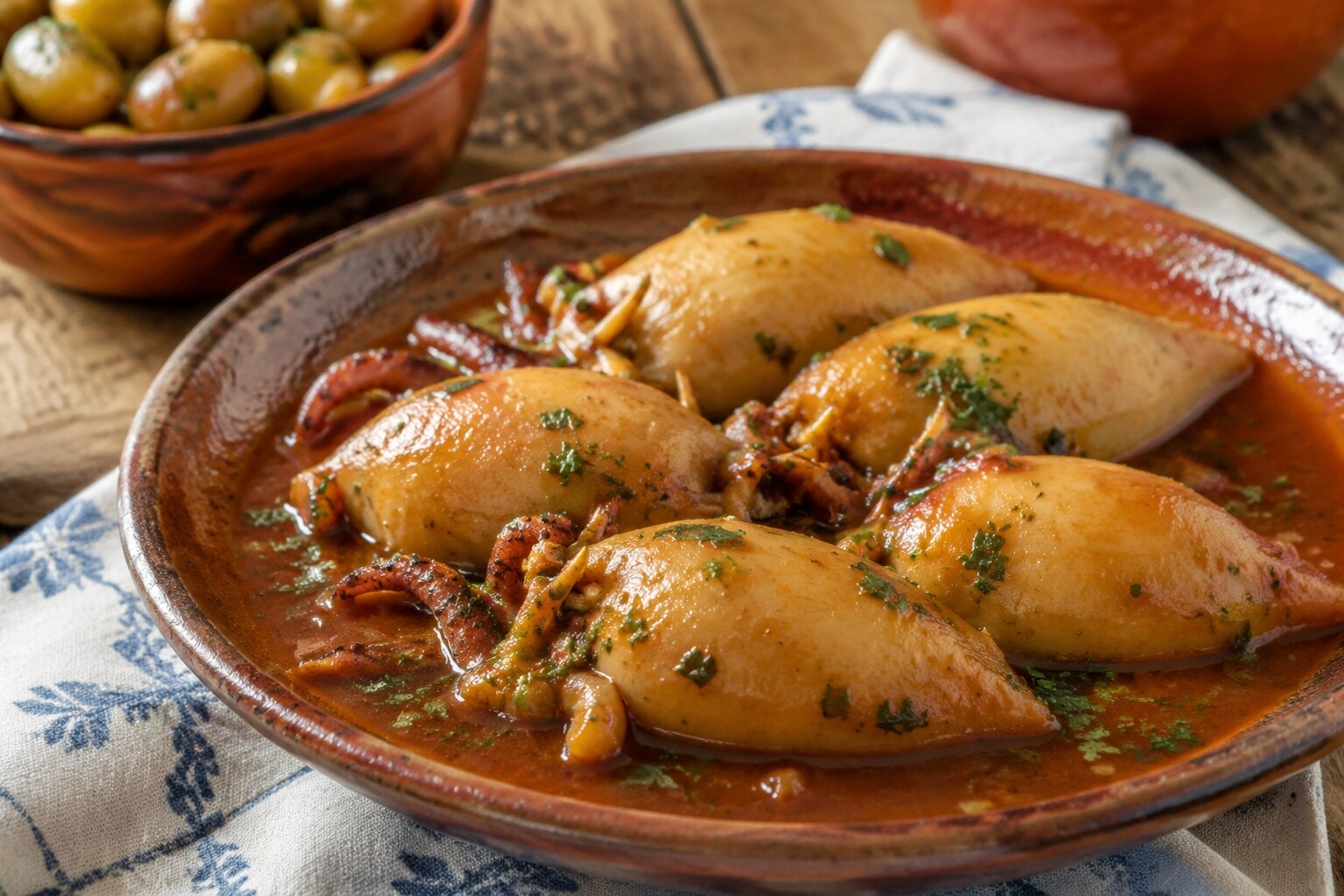 Lulas recheadas à Monchique, especialidad tradicional de la gastronomía portuguesa