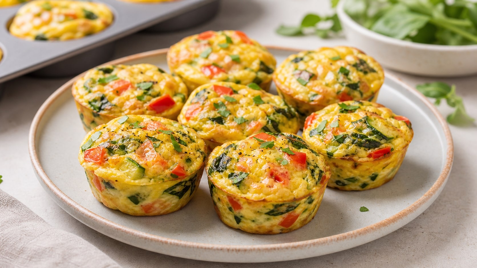 Porción de muffins de huevo y verduras lista para disfrutar