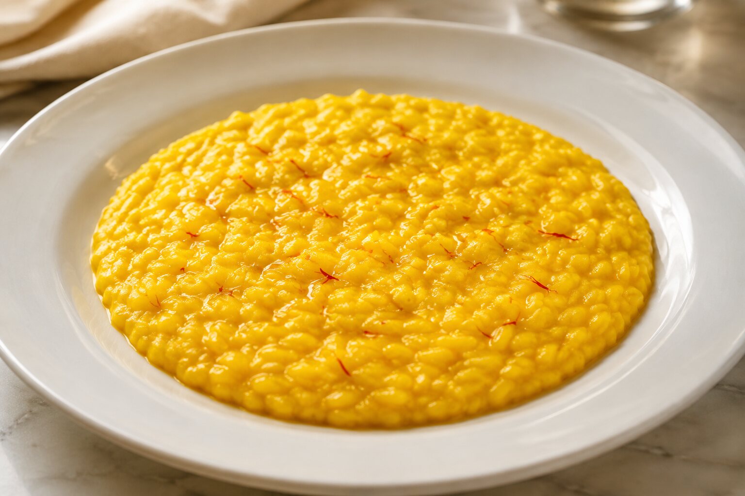 Risotto alla milanese amarillo con hebras de azafrán