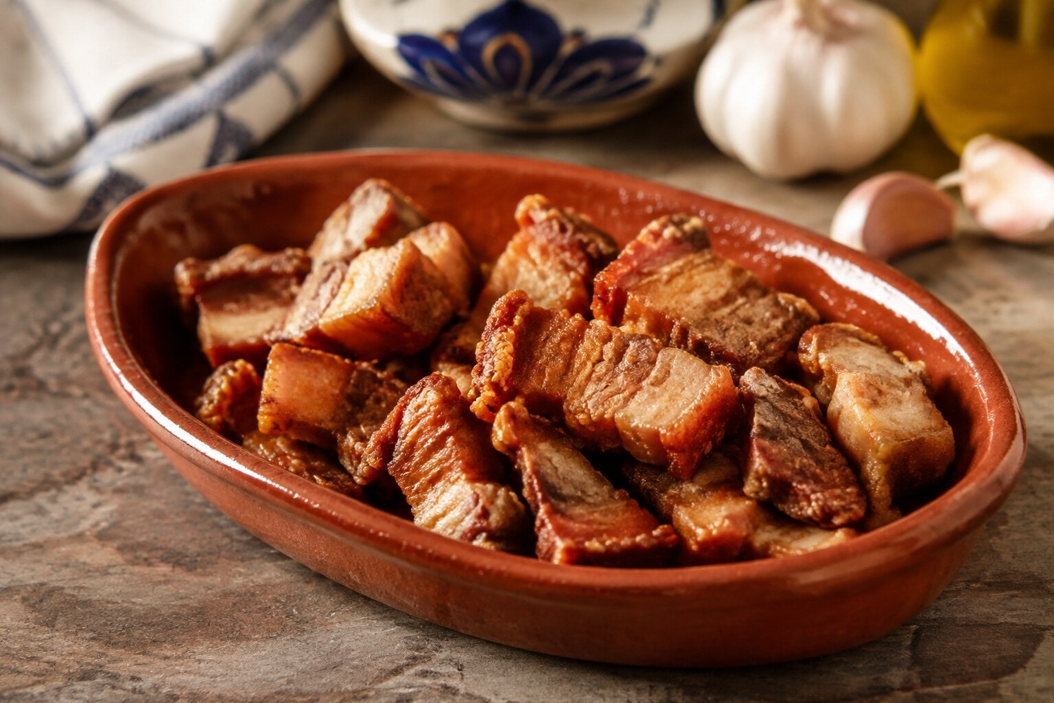 Torresmos alentejanos, especialidad tradicional de la gastronomía portuguesa