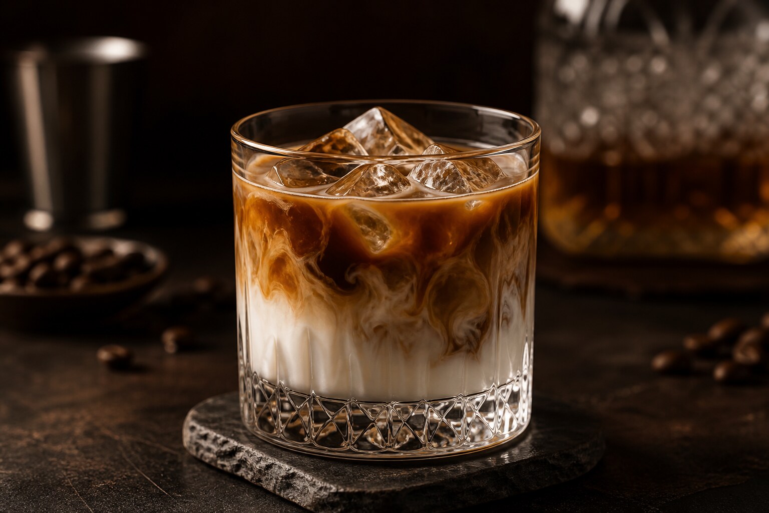 White Russian con vodka, licor de café y crema