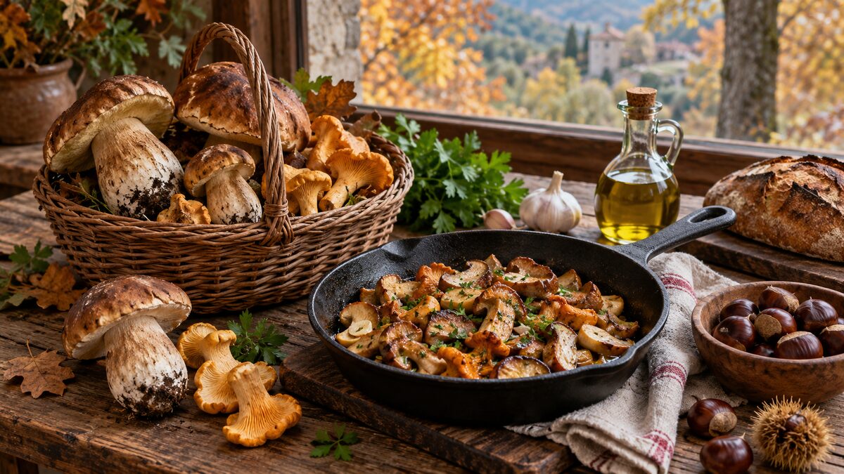 Setas y recetas de otoño con boletus, rebozuelos y salteado al ajillo